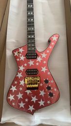 Red guitar in white stars Free ship Ib branded you know