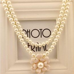 Pendant Necklaces Fashion Pearl Necklace Short Section Of Female Korean Daisy Small Fresh Sweet Camellia Flowers Clavicle Jewellery