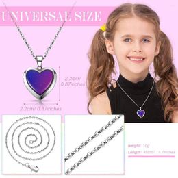 Charms Heart Shaped Necklace Fashion Feeling Hanging Pendant Temperature Control Colour Friend Po Frame Charm Neck Chain Wear