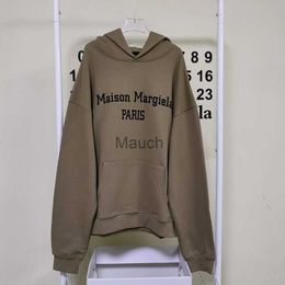 Men's Hoodies Sweatshirts High Street Mm6 Margiela Pullovers Letter Print Vintage Green Hoodies Autumn Winter Simple Loose Fleece Hooded Sweatshirts J230901