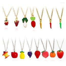 Pendant Necklaces Apple Pineapple Grape Strawberry Peach Fashionable Fruit Necklace Cabbage Radish Pepper Vegetable