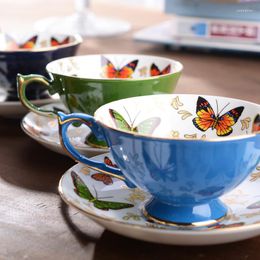 Cups Saucers British Style Coffee And Saucer Classical Afternoon Tea Party Set Butterfly Bone China Europe Porcelain Teacup