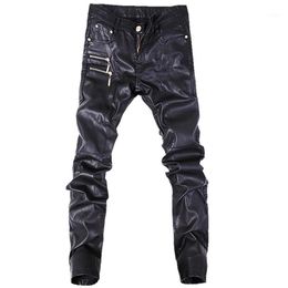 New fashion men leather pants skinny motorcycle straight jeans casual trousers size 28-36 A10312918