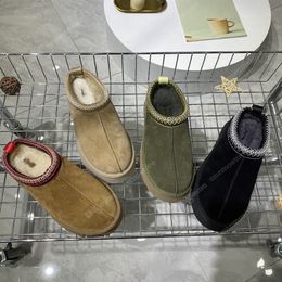 Австралия тьфу Tazz Тапочки Горчичные ботинки Tasman Slides Классические ультра мини-ботинки на платформе Слипоны Les Petites Замша из смеси шерсти Зимний дизайнер U50T #