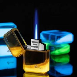 Creative Luminous Quicksand Metal Explosive Style Good-looking High-end Luxury Butane No Gas Lighter Smoking Accessories Gadgets QYI1
