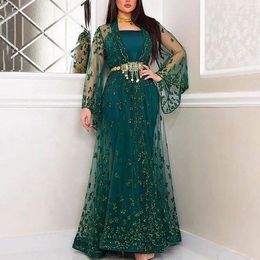 Ethnic Clothing 2023 European And American Sequins Big Sexy Long Dress Shawl Banquet Evening Turkey Dresses For Women