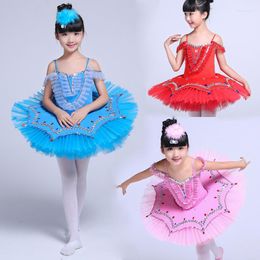 Stage Wear Girls Ballet Tutu Dress Gymnastics Leotard Diamond Blue Princess Ballerina Birthday Party Dance Costume Child Kids