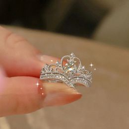 Wedding Rings Fashion Romantic Zircon Crown Couple Ring Set For Women Men Proposal Promise Forever Love Anniversary Gift 230831