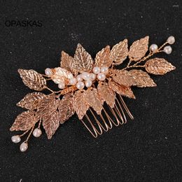 Hair Clips Combs Wedding Accessories For Women Golden Pearl Leaves Shaped Hairpins Fashion Beaded Bridal Daily Wear Jewellery