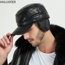 Ball Caps H7138 Adult Visor Hat Winter Outdoor Youth Male Warm Cotton Cap Ear Protection Father Grandpa Casual Fashion 230831