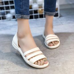 Sandals Women Summer Flat 2023 Open-Toed Slides Slippers Candy Color Casual Beach Outdoot Female Ladies Jelly Shoes Sandales