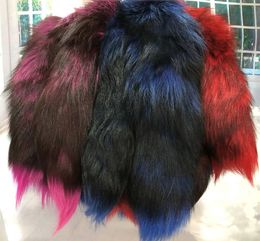 10Pcs/lot- 40cm/16" Real Genuine Fox Fur Tail Keychain Cosplay Toy Keyring Bag Purse Pendant Tassels LL