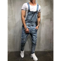 Mens Ripped Jeans JumpsuitsStreet Distressed Denim Bib Overalls For Man Suspender Pants Size S-xxxl287B