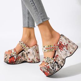 Slippers Women Open Toe Designer High Heels Sandals Platform Shoes Summer Pumps Dress Slides Mujer Zapatillas 2023