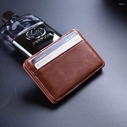 Card Holders Small Slim Bank Fashion Ultra Thin Purse Leather Wallet Money Pouch Cash Holder