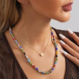 Pendant Necklaces Colourful Natural Stone Heart Necklace For Women Fashion Ladies Copper Chain Party Gift Jewellery Wholesale