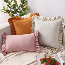 Pillow Nordic Suede Ruffled Cover 45x45cm 30x50 Throw For Livingroom Decorative Pillowcase Car Seat