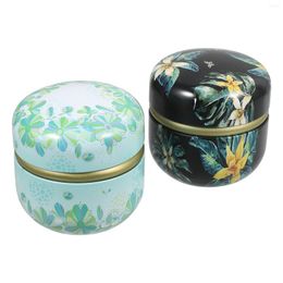 Storage Bottles 2 Pcs Loose Powder Jar Round Candles Jars Tea Package Seal Wrapping Sundry Canister Small Tinplate Travel Shop