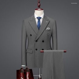 Men's Suits 2023 Groom Suit (Blazer Vest Trousers) Slim And Handsome Man Dress Wedding Blazer Three-piece Set