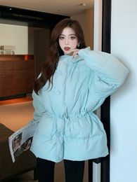 Women's Trench Coats Winter Puffer Jackets For Women Solid Colour Waist Slimming Hooded Coat Female Thick Warm Cotton Padded Parkas Korean