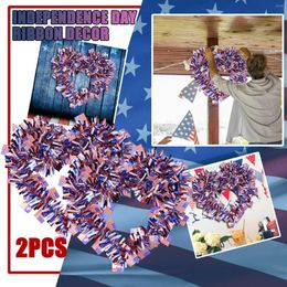 Decorative Flowers Home Ribbon Season 2PC Day Streamer Wreath Party Decoration Independence Decor