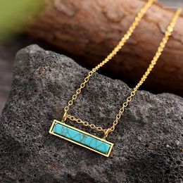 Pendant Necklaces Gold Turquoise Bar Necklace - Plated Kingman Cowgirl For Women Minimalist Neck Charm Jewellery & Acces