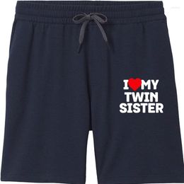 Shorts masculinos I Love My Twin Sister Lovers Day Whacky Prevalent Classic Cotton Mens Tight