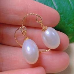 Dangle Earrings Natural Baroque Freshwater White Pearl 18k Gold Ear Hook Jewelry Halloween Cultured Gift Holiday Gifts Lucky Classic