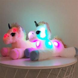 40cm LED Unicorn Plush Toys Light Up Stuffed Animals Unicorn Cute Luminous Horse Soft Doll Toy For Kid Girl Xmas Birthday Gift2399