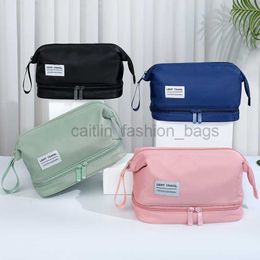 Totes Travel portable makeup brush large capacity double layer waterproof bag women's storage bathroom Organiser caitlin_fashion_ bags
