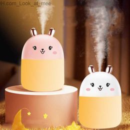 Humidifiers Cute Rabbit Humidifier USB Air Diffuser Mini Portable Purifier 250ML Mist Maker Machine Humidificator For Home With LED Lights Q230901