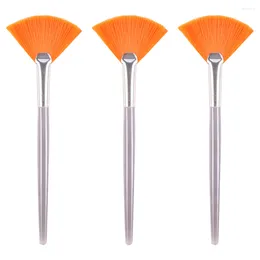 Makeup Brushes 3pcs Fan Long Handle Brush Mud Acid Applicator Tools For DIY Home Salon Yellow