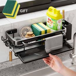 Kitchen Storage Aluminum Rack Sink Drain Sponge Organizer Hanging Soap Drainer Shelf Basket Drainage Bathroom Shampoo Shelves