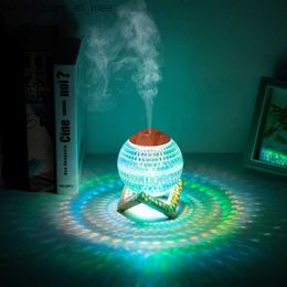 Humidifiers Creative Crystal Ball USB Air Humidifier with RBG Cool Colourful Light Home Silent Air Freshener 350ML Aroma Water Oil Diffuser Q230901