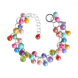 Pendant Necklaces N58F Elegant Colourful Beaded Necklace For Women Stylish Dopamine Collarbone Chain
