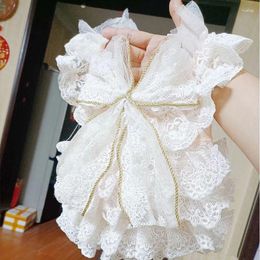 Dog Apparel White Lace Wedding Dress Clothes Big Bow Tiered Skirt Princess Style Small Dogs Clothing Cat Elegant Fashion Pet Products