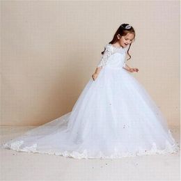 Girl Dresses Elegance Tulle Lace Flower Fluffy First Communion Birthday Party Graduation Celebration Banquet Family