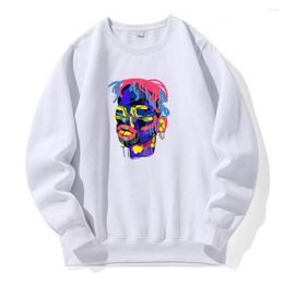 Men's Hoodies Colourful Doodle Faces Y2K Printing Men Hooded Warm Fleece O-Neck Hoody Fashion Casual Basic Hoodie Loose Oversized Sweatshirt