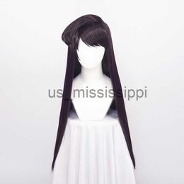 Cosplay Wigs Synthetic Hair Komi Can't Communicate Komi Shoko Cosplay Wig Anime Komisan Wa Comyushou Desu Purple Black Long Styled Wig x0901