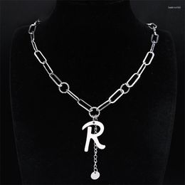 Pendant Necklaces 2023 Fashion R Choker Women/Men Stainless Steel Silver Colour Letter Necklace Jewellery Collares De Mujer NXHYB126S06