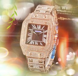 luxury square roman tank dial watches women men diamonds ring case clock quartz battery super Business automatic date all the crime wristwatch ladies elegant gifts