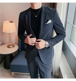 Men's Suits High Quality (Blazer Trousers) British Style Fashion High-end Simple And Elegant Business Casual Wedding Suit Two-piece