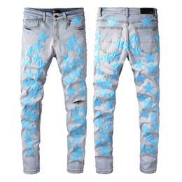 2021 Mens jeans Distressed Motorcycle biker jean Rock Skinny Slim Ripped hole letter TopQuality Brand Hip Hop Denim Pants 856299k