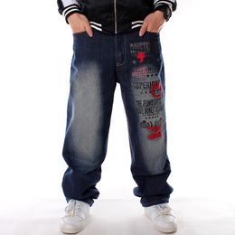 Mens Jeans Plus Size Waist 3046 Inch Pattern Printed Loose Hip Hop Men European American Style Brand Hiphop Trend Denim Pants 230831