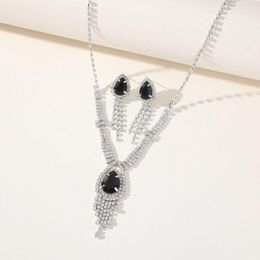 Necklace Earrings Set Anniversary Gift Elegant Tassel Korean Style Women Bridal Wedding Jewelry Dangle