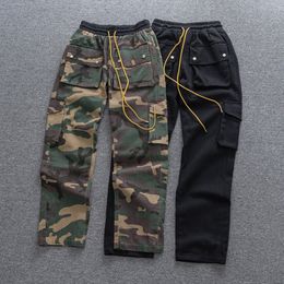Men's Shorts Pants RHUDE Trousers Cowboy Black Green Camouflage Men Women Oversize 1 Tag Button Elasticity Drawstring Outdoor Thick 230831
