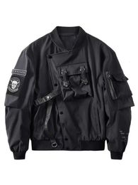 Men's Jackets God of Death Bomber Jacket Chest Pocket Techwear Men Punk Hip Hop Tactical Streetwear Black Varsity Oversized MA1 Coats 230831