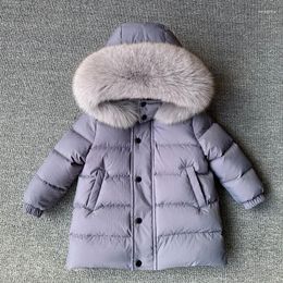 Down Coat -30 Kids Winter Jacket Luxury Real Fur Collar Children's Thicken Warm Mid-Length For Baby Boy Girl 2-13 Years Snowsuit