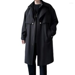 Men's Trench Coats High Quality Windbreaker Double Collar Mid Length Coat Business Casual Men Jacket