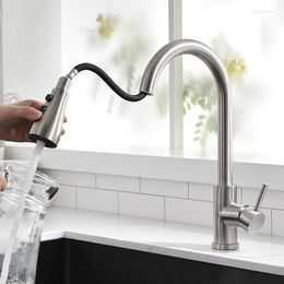 Kitchen Faucets Tapware Removable Sink Flexible Faucet With Pull Down Sprayer Mixer Black Korea Type Gourmet Single Lever Stream